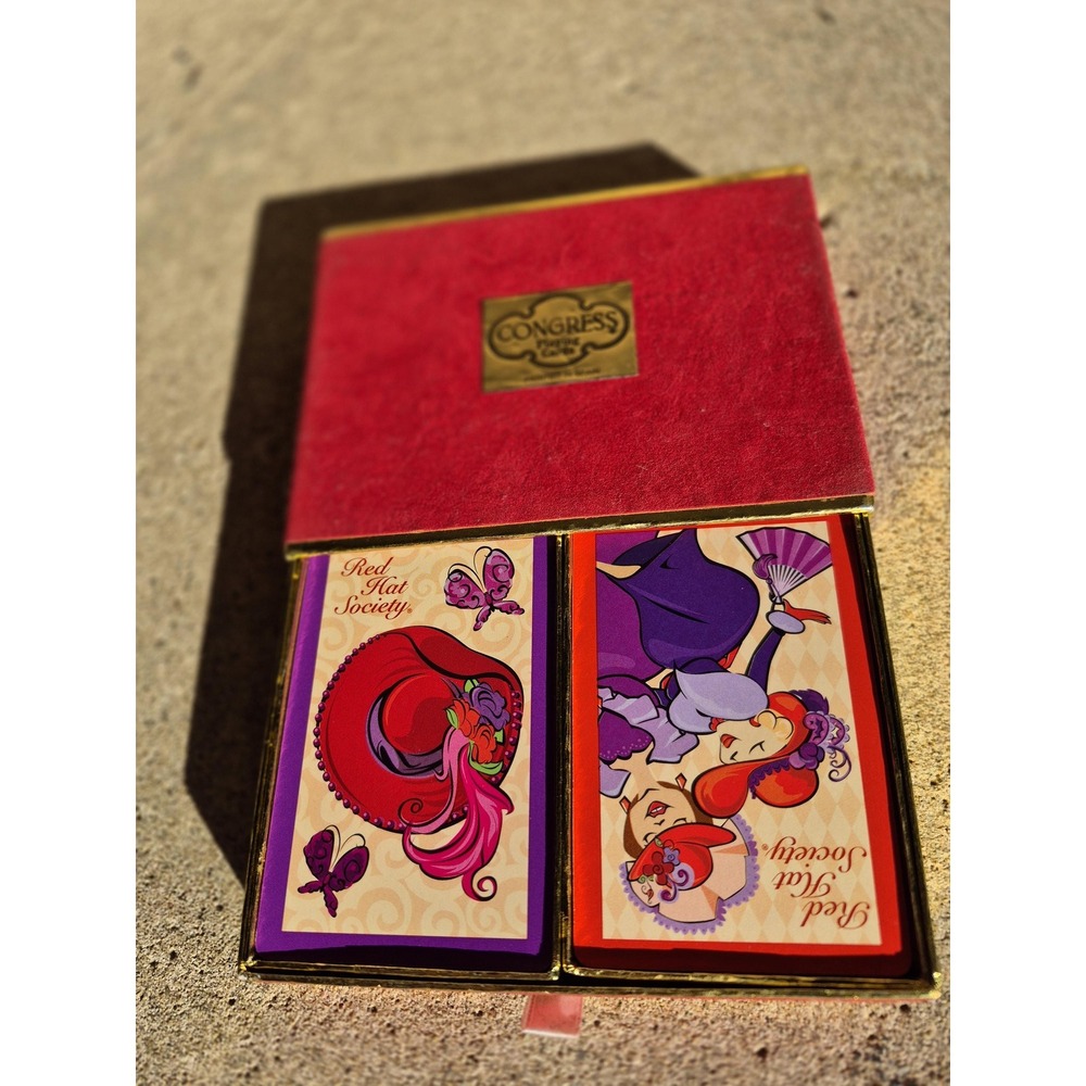Red Hat Society Congress Playing Cards Mint Complete Spain‎ Velvet Box